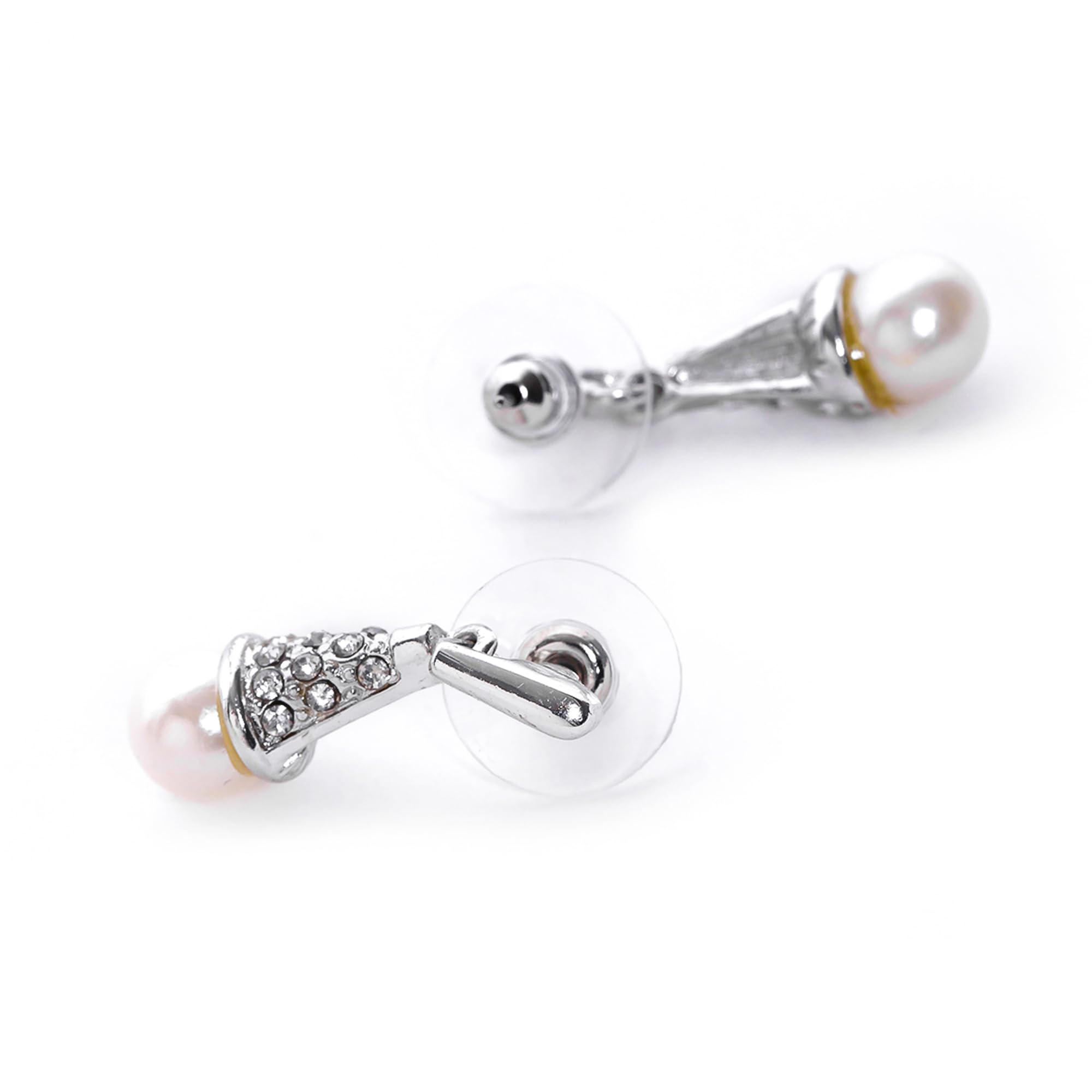 Rhodium Plated Necklace Set with Pearl Drop